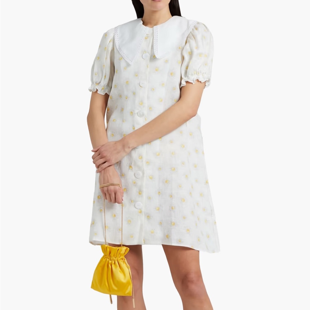 SLEEPER floral daisy mini linen dress